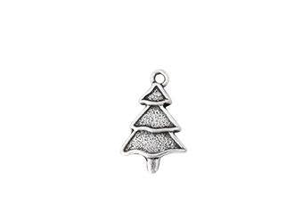 Dije Pewter Arbol de Navidad Sencillo 14 x 22 mm Plateado