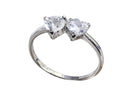 Frau Elegance Anillo Rodio con Circonia Doble Corazon Plateado M7