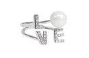 Frau Elegance Anillo Rodio con Circonia Love con Perla Plateado M7