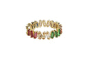 Frau Elegance Anillo Barra Irregular Chapa de Oro con Circonia Rainbow M7
