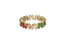 Frau Elegance Anillo Barra Irregular Chapa de Oro con Circonia Rainbow M8