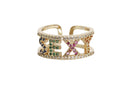 Frau Elegance Anillo Ajustable Chapa de Oro con Circonia Rainbow SEXY