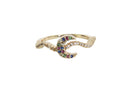 Frau Elegance Anillo Chapa de Oro con Circonia Rainbow Luna M6