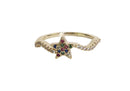 Frau Elegance Anillo Chapa de Oro con Circonia Rainbow Estrella M8