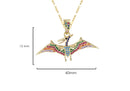 Cadena con Dije Dinosaurio Terodáctilo Chapa de Oro Con Circonia