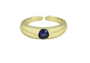 Frau Elegance Anillo Ajustable Dorado con Cristal Azul