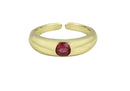Frau Elegance Anillo Ajustable Dorado con Cristal Rojo