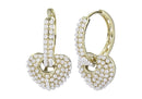 Frau Elegance Aretes Arracadas Corazón Dorado con perlas