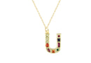 Frau Elegance Cadena con Dije Letra U con cristales de colores