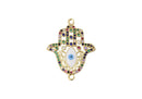 Frau Elegance Dije Chapa de Oro con Circonia Mano de Hamsa Multicolor