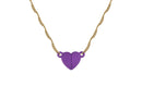 Collar Chapa de Oro con Dije Corazón Morado
