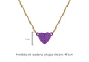 Collar Chapa de Oro con Dije Corazón Morado