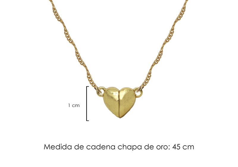 Collar Chapa de Oro con Broche Imán Corazón Dorado