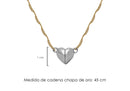 Collar Chapa de Oro con Broche Imán Corazón Plateado