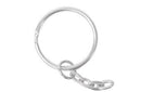 Argolla Metal para Llavero Plateado con Cadena 25x47 mm