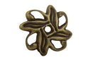 Capuchon Laton Flor 4 Petalos 10 mm Bano de Oro Viejo