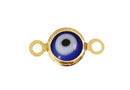 Separador Chapa de Oro 14K Redondo Interior Cristal Ojo de la Suerte Azul 6 mm