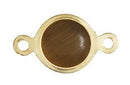 Conectores Separador Chapa de Oro 14K Redondo Ojo de Gato Cafe Claro 10 mm
