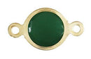 Conectores Separador Chapa de Oro 14K Redondo Imitacion Circonia Facetada Verde Opalo 10 mm