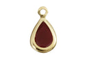 Dije Chapa de Oro 14K Gota Imitacion Circonia Facetada Rojo Opalo 7x9 mm