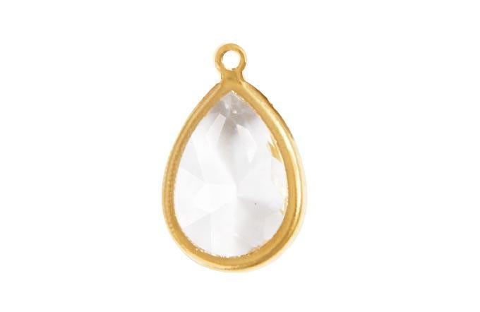 Dije Chapa de Oro 14K Gota Cristal Facetado 14x18 mm Cristal