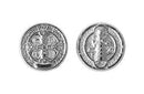 Separador Pewter Medalla Religiosa San Benito Plateado 10 mm