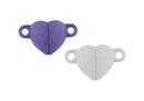 Broche imán corazón efecto caucho morado / blanco .8mm