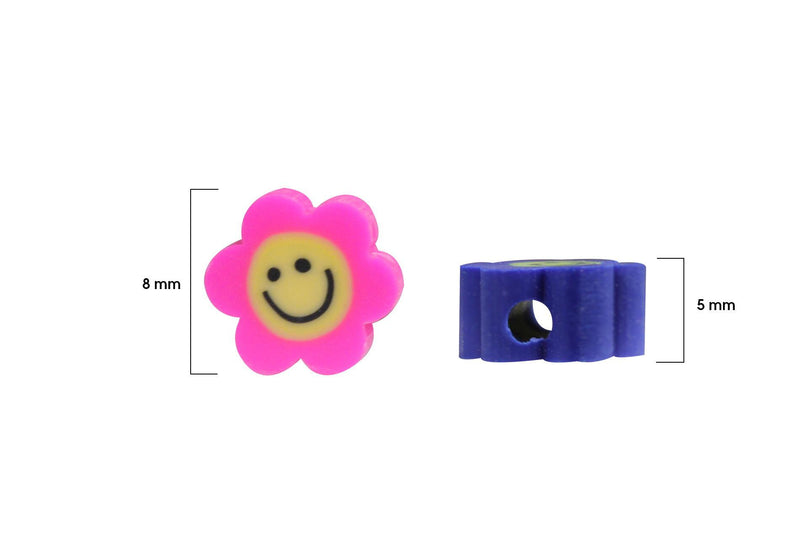 Cuentas de Caucho Fimo Multicolor Flores Emoji Carita Feliz
