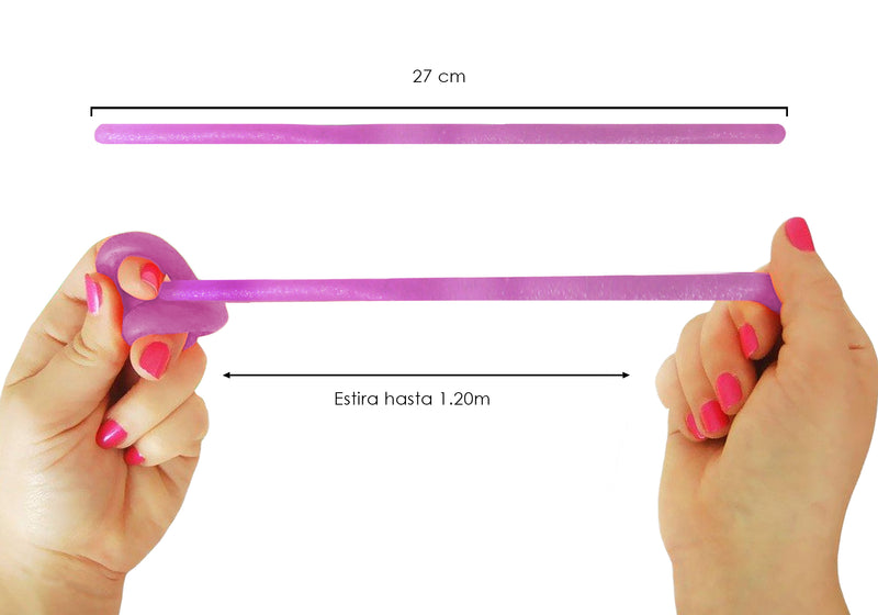 Juguete Sensorial Stretchy String Set Colores Pastel con Gliter Rosa/Morado/Celeste/Verde/Naranja/Amarillo