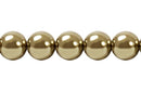 Perla Cristal Tradicional Redonda Lisa 8 mm Cafe Dorado
