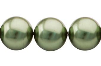 Perla Cristal Tradicional Redonda Lisa 16 mm Verde Olivo