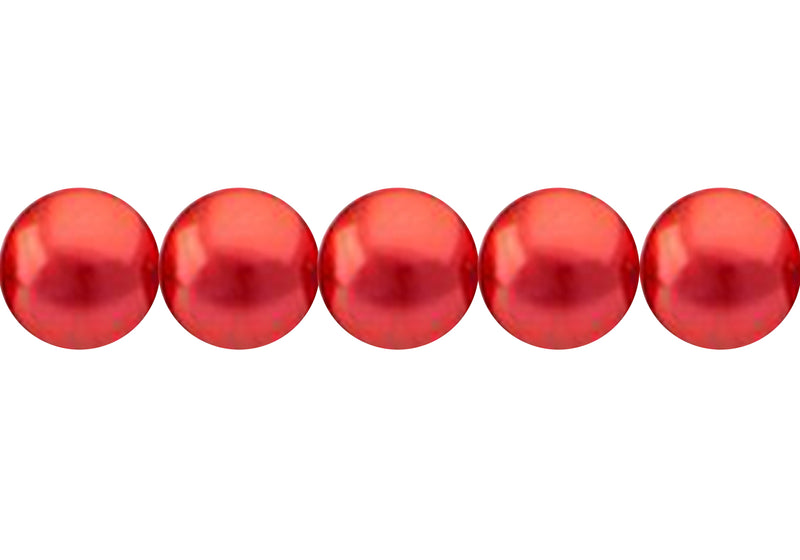 Perla Cristal Tradicional Redonda Lisa 8 mm Rojo