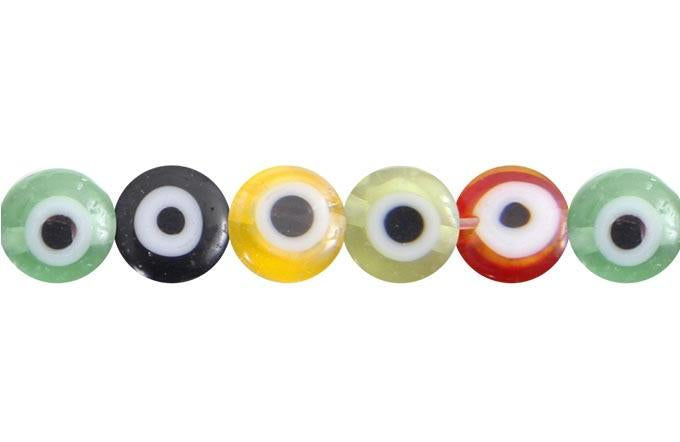 Cristal Sencillo Redondo Plano Ojo de la Suerte 6 mm Multicolor