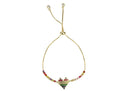 Frau Elegance Brazalete Chapa de Oro con Circonia Rainbow Corazon Pixel